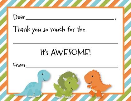 Multicolored Stripes Dinosaurs Fill-in Invitations