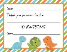 Multicolored Stripes Border Dinosaurs Fill-in Thank Yous