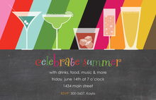 Multi-Colored Striped Cocktail Party Chalkboard Invites