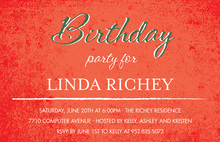 Rustic Birthday Script Red Invitations