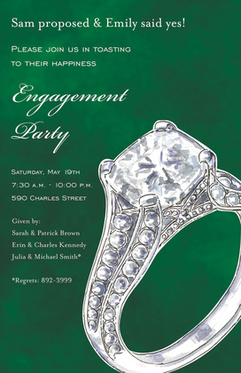 Modern Solitaire Ring Green Invitations