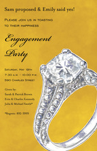 Slate Blue Damask Yellow Filigree Wedding Ring Invitations