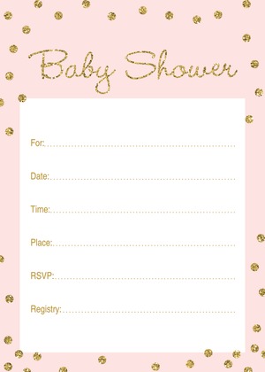 Gold Glitter Graphic Dots Pink Diaper Raffle Cards