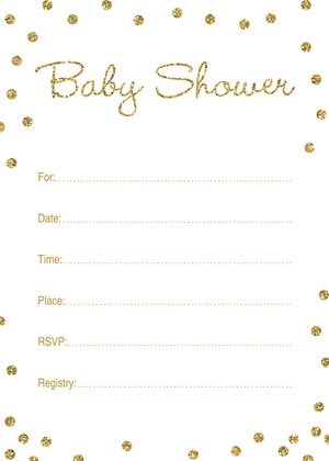 Gold Glitter Graphic Dots Diaper Raffle Cards