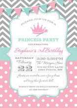 Chevrons Polka Dots Princess Party Banner Invitations