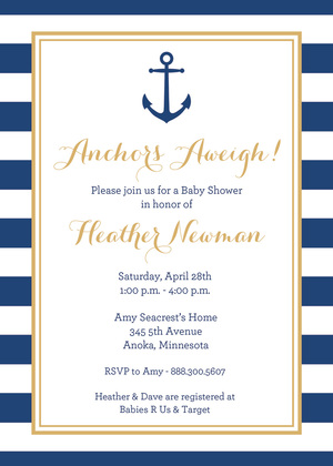 Navy Gold Nautical Shower Fill-in Invitations