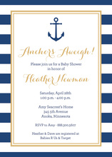 Pink Navy Sailboat Diagonal Navy Stripes Invitation