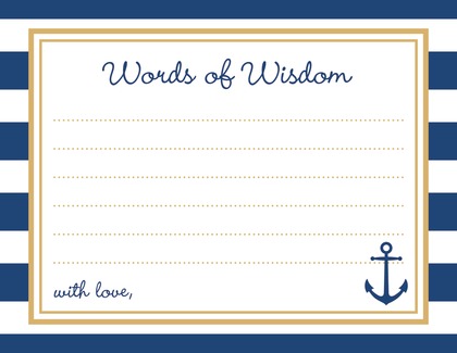 Navy Stripes Gold Anchor Baby Prediction Cards