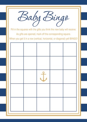 Navy Gold Nautical Shower Fill-in Invitations