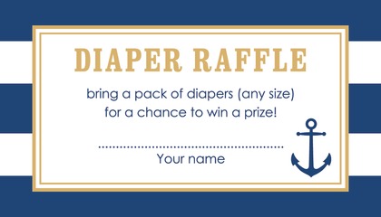 Navy Stripes Anchor Light Blue Raffle Cards