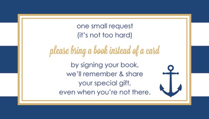 Navy Stripes Anchor Gold Baby Shower Wish Cards