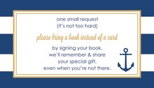 Navy Stripes Anchor Gold Bring A Book Card