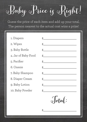 Chalkboard Whimsical Script Baby Shower Wish Cards