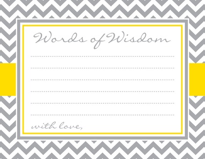 Grey Chevron Mustard Border Baby Shower Wish Cards