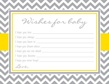 Grey Chevron Pink Border Baby Wish Cards