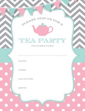 Pink Aqua Grey Tea Party Polka Dots Fill in Invitations