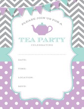 Purple Aqua Grey Tea Polka Dots Fill in Invitations