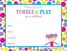 Gymnastics Girl Bright Dots Border Fill in Invitations