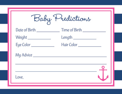 Navy Stripes Anchor Hot Pink Raffle Cards