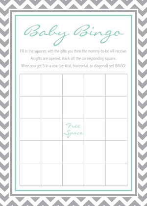 Grey Chevron Pink Baby Shower Bingo Game