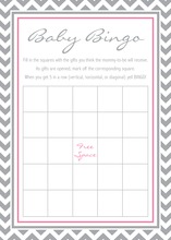 Grey Chevron Pink Baby Shower Bingo Game