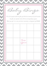 Grey Chevron Pink Baby Shower Bingo Game