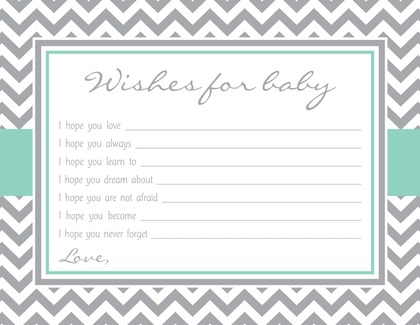 Grey Chevron Pink Border Baby Shower Wish Cards