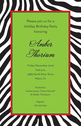 Wild Zebra Skin Black Invitations