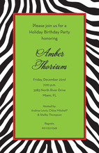 Wild Zebra Skin Green Frame Invitations