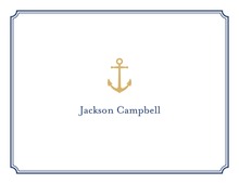 Navy Stripes Gold Anchor Nautical Note