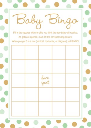 Mint Gold Dots Baby Shower Prediction Cards