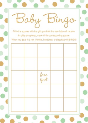 Mint Gold Dots Baby Shower Wish Cards