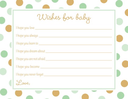 Mint Gold Dots Baby Shower Bingo Cards