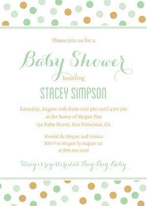 Mint Gold Dots Baby Shower Fill-in Invitations