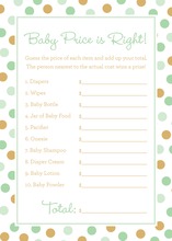 Mint Gold Dots Baby Shower Price Game