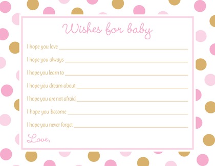 Pink Gold Dots Baby Shower Prediction Cards