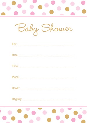 Pink Gold Dots Baby Shower Bingo Cards