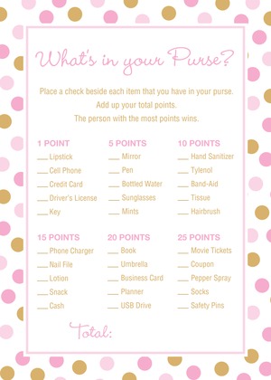 Pink Gold Dots Baby Shower Bingo Cards