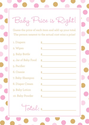 Pink Gold Dots Baby Shower Wish Cards