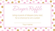 Pink Watercolor Wash Baby Raffle Cards