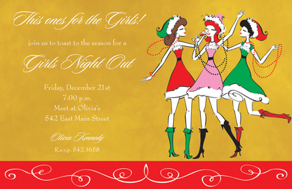 Three Christmas Santa Girls Invitation