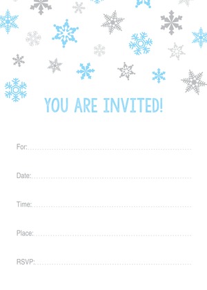 Gold Snowflakes Fill-in Holiday Invitations