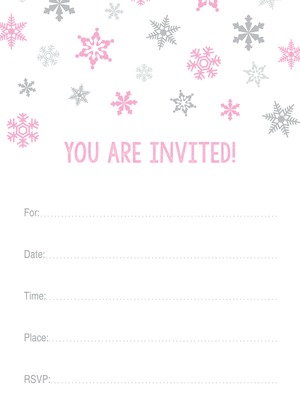 Gold Snowflakes Fill-in Holiday Invitations