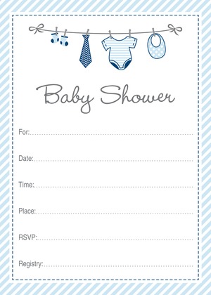 Baby Boy Clothes Line Thank You Cards