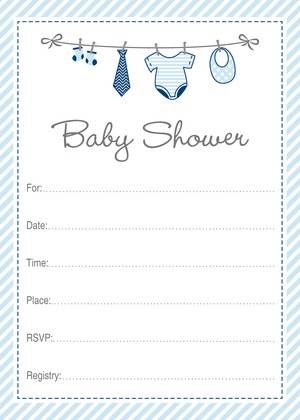 Clothes Pin Boy Baby Shower Invitations