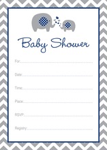 Navy Elephant Baby Shower Fill-in Invitations