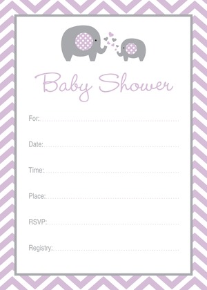 Lavender Chevron Elephant Baby Prediction Cards