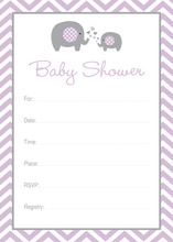 Purple Elephant Baby Shower Fill-in Invitations