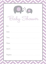 Lavender Elephants Baby Shower Polka Dots Invitation