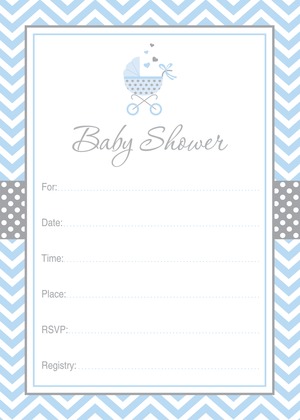 Pink Carriage Baby Shower Fill-in Invitations